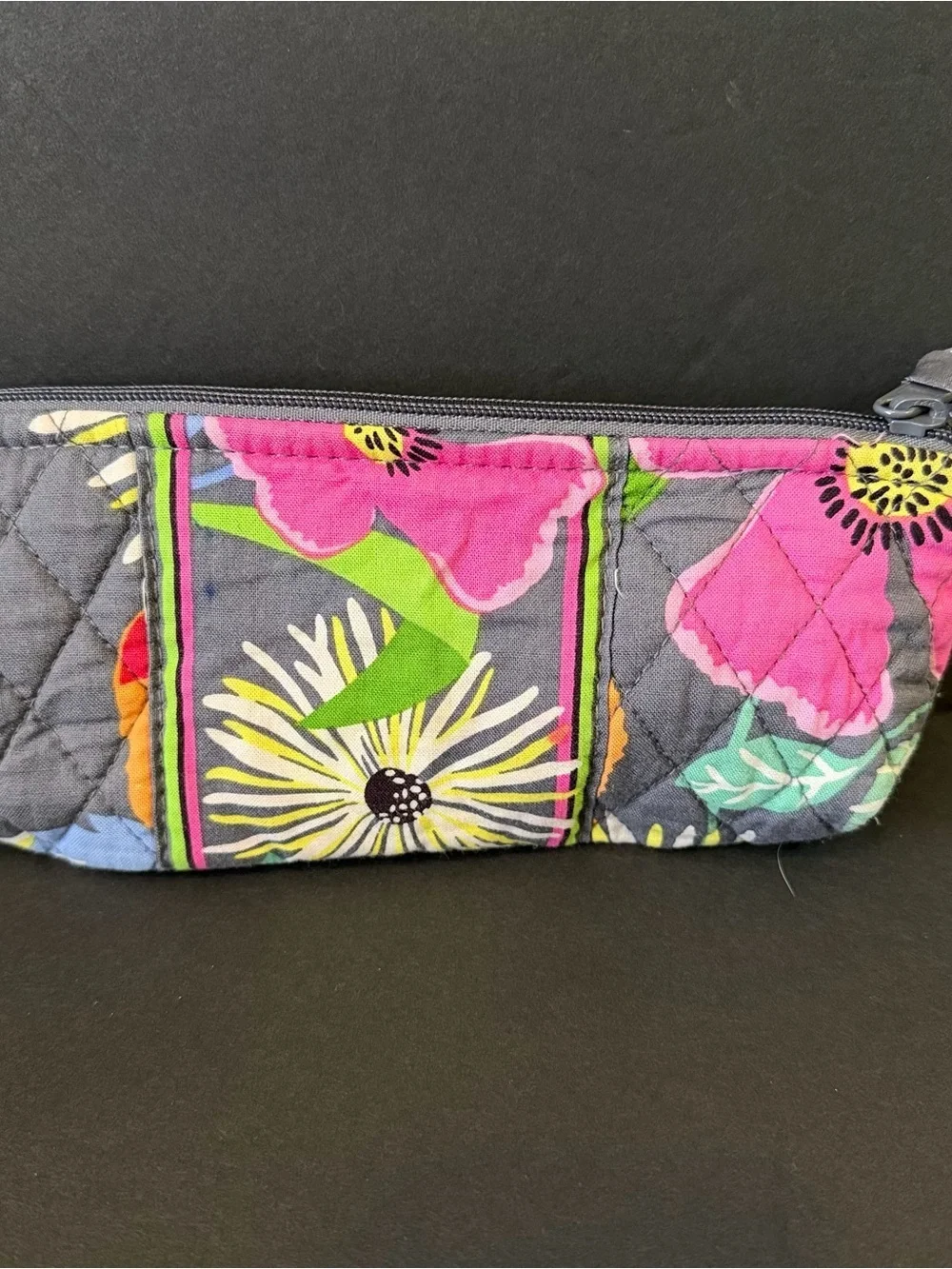 Vera Bradley Jazzy Blooms Makeup Cosmetics Bag Floral Brushes Pen Pencil READ